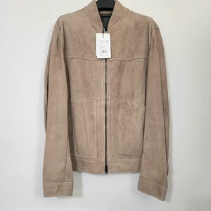 NEW Theory Men's - M - Fletcher Suede Bomber Jacket Dark Bark/Asphalt